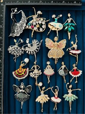 Lot 17 Ballerina Ballet Dancer Angel Fairy Brooches Pins Enamel Crystal Jewelry